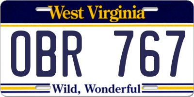 WV license plate OBR767