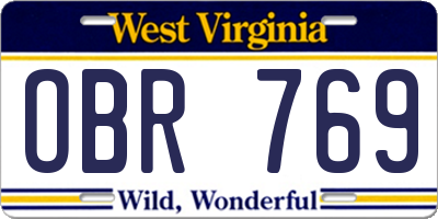 WV license plate OBR769