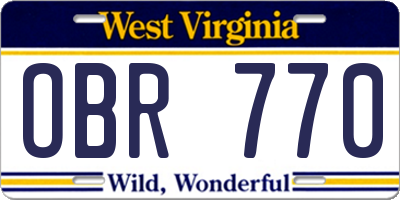 WV license plate OBR770