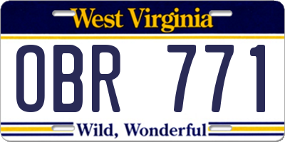 WV license plate OBR771