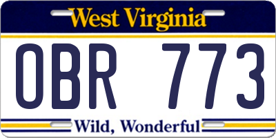 WV license plate OBR773