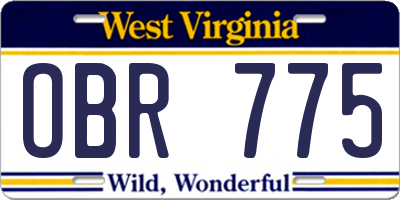 WV license plate OBR775