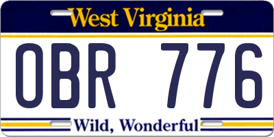WV license plate OBR776