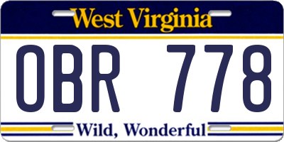 WV license plate OBR778