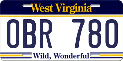 WV license plate OBR780