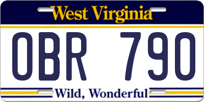 WV license plate OBR790