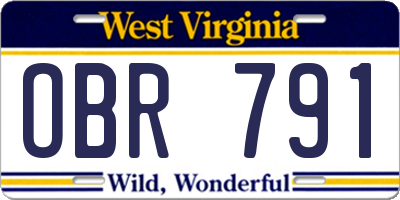 WV license plate OBR791