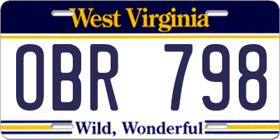WV license plate OBR798