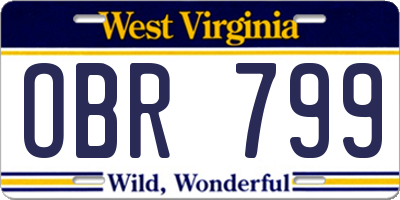 WV license plate OBR799