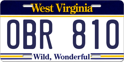 WV license plate OBR810