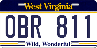 WV license plate OBR811