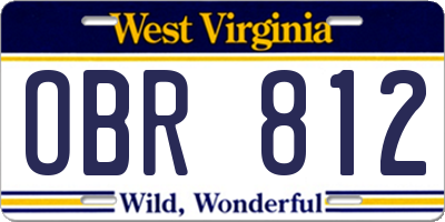 WV license plate OBR812