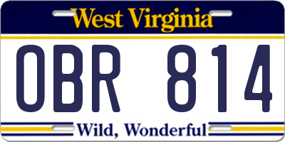 WV license plate OBR814