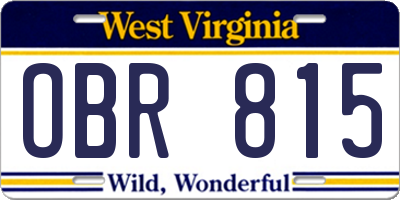 WV license plate OBR815