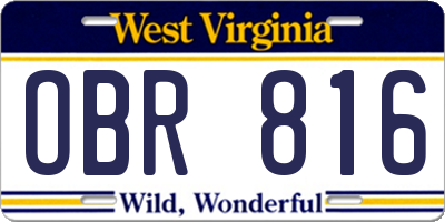WV license plate OBR816