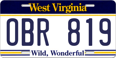 WV license plate OBR819