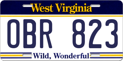 WV license plate OBR823