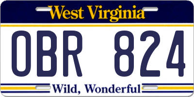WV license plate OBR824
