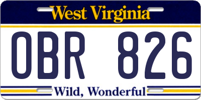 WV license plate OBR826
