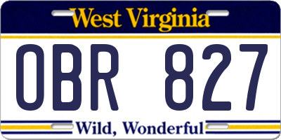 WV license plate OBR827
