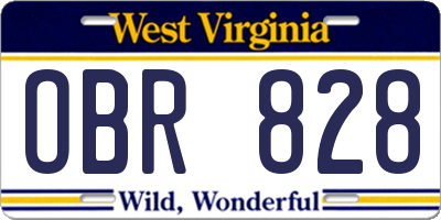 WV license plate OBR828