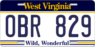 WV license plate OBR829