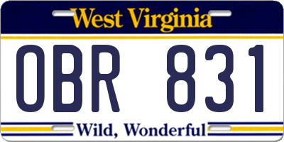 WV license plate OBR831