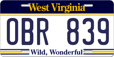 WV license plate OBR839