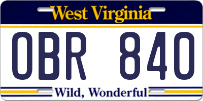 WV license plate OBR840