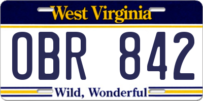 WV license plate OBR842