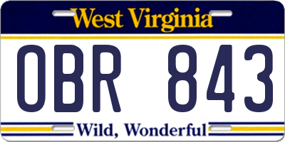WV license plate OBR843