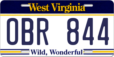 WV license plate OBR844