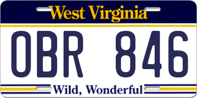 WV license plate OBR846