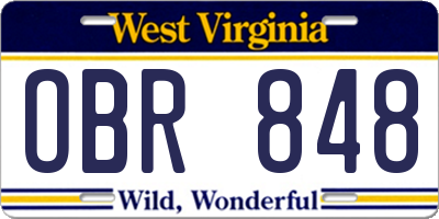 WV license plate OBR848