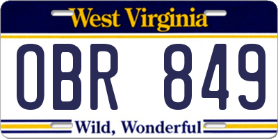 WV license plate OBR849