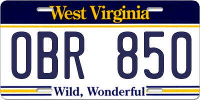 WV license plate OBR850