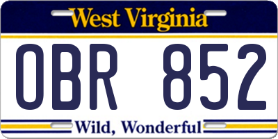 WV license plate OBR852