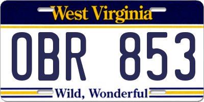 WV license plate OBR853