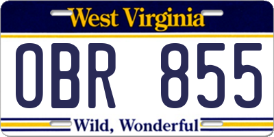 WV license plate OBR855