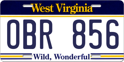 WV license plate OBR856