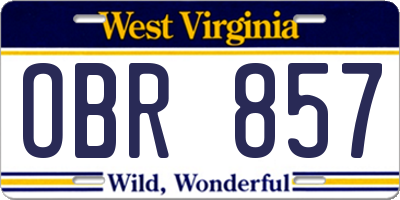 WV license plate OBR857