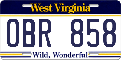 WV license plate OBR858