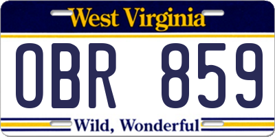 WV license plate OBR859