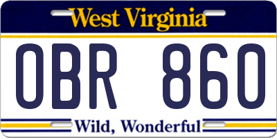 WV license plate OBR860