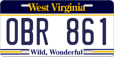 WV license plate OBR861