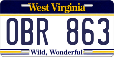 WV license plate OBR863