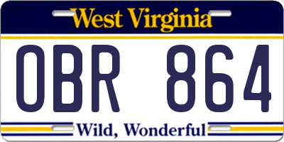 WV license plate OBR864