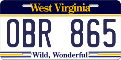 WV license plate OBR865