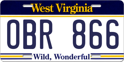 WV license plate OBR866