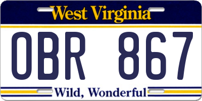 WV license plate OBR867